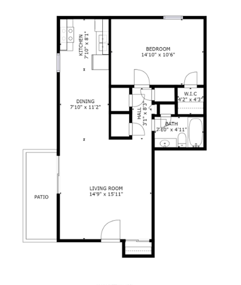 a floor plan of a house with a bedroom and a living room